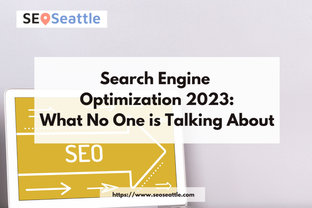 SEO ;letters on yellow background in laptop as representation for the topic about search engine optimization in 2023