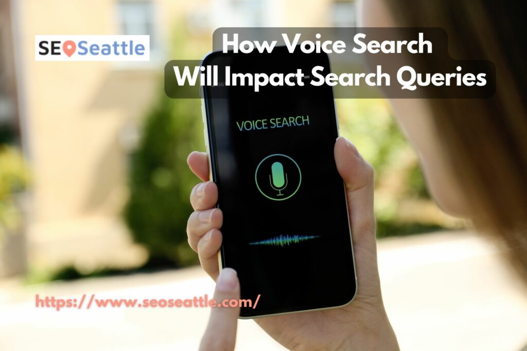 Lady holding a phone for voice search queries