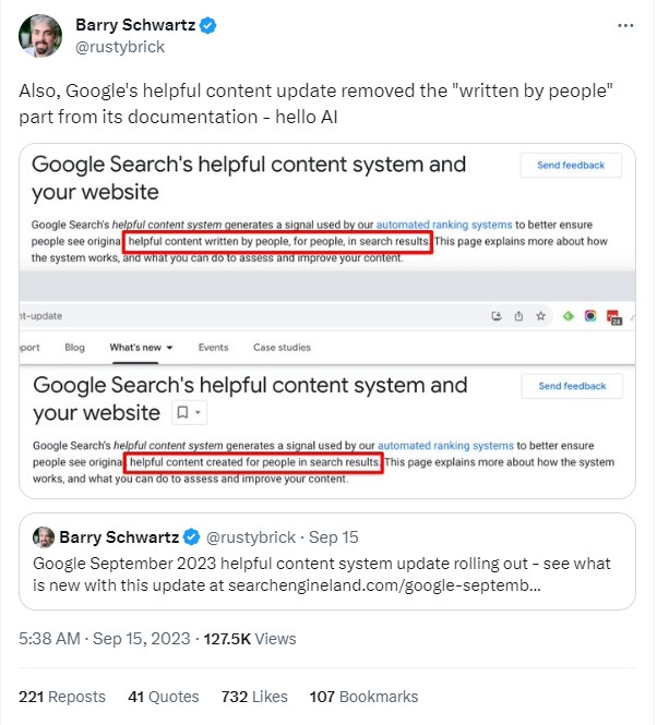 Google September 2023 Helpful Content Update